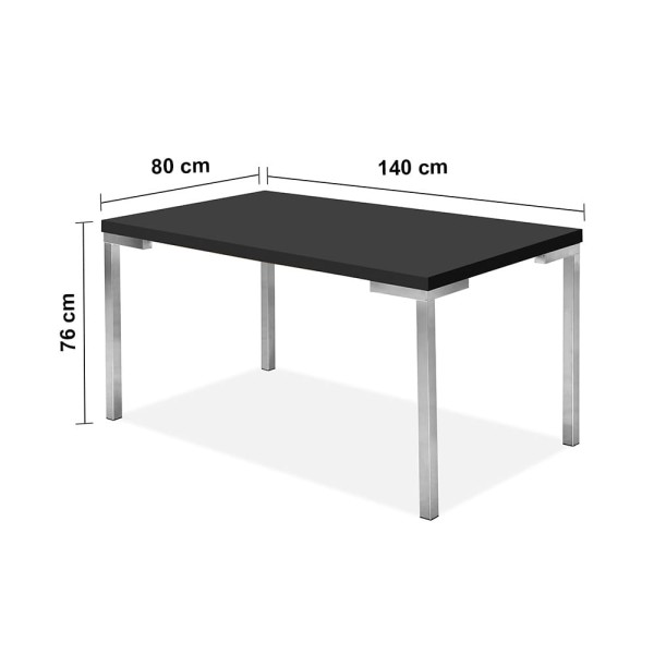 Encontraproduto.com.br - Mesa de Jantar Tubular Aço Nobre Retangular Cromada - Preta