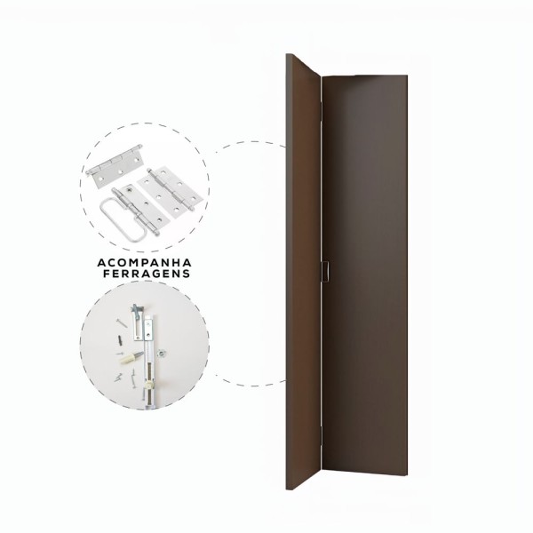 Encontraproduto.com.br - Folhaporta Duo Lisa Mdp Ipê Imp.Acab.comFer 210x62 Vert
