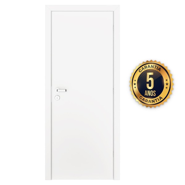 Encontraproduto.com.br - Kit porta de madeira lisa direita Primer Vert 210X62cm com betente 9,5cm montada com fechadura Adami
