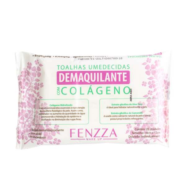 Toalhas Umedecidas Demaquilante Com Colágeno Fenzza