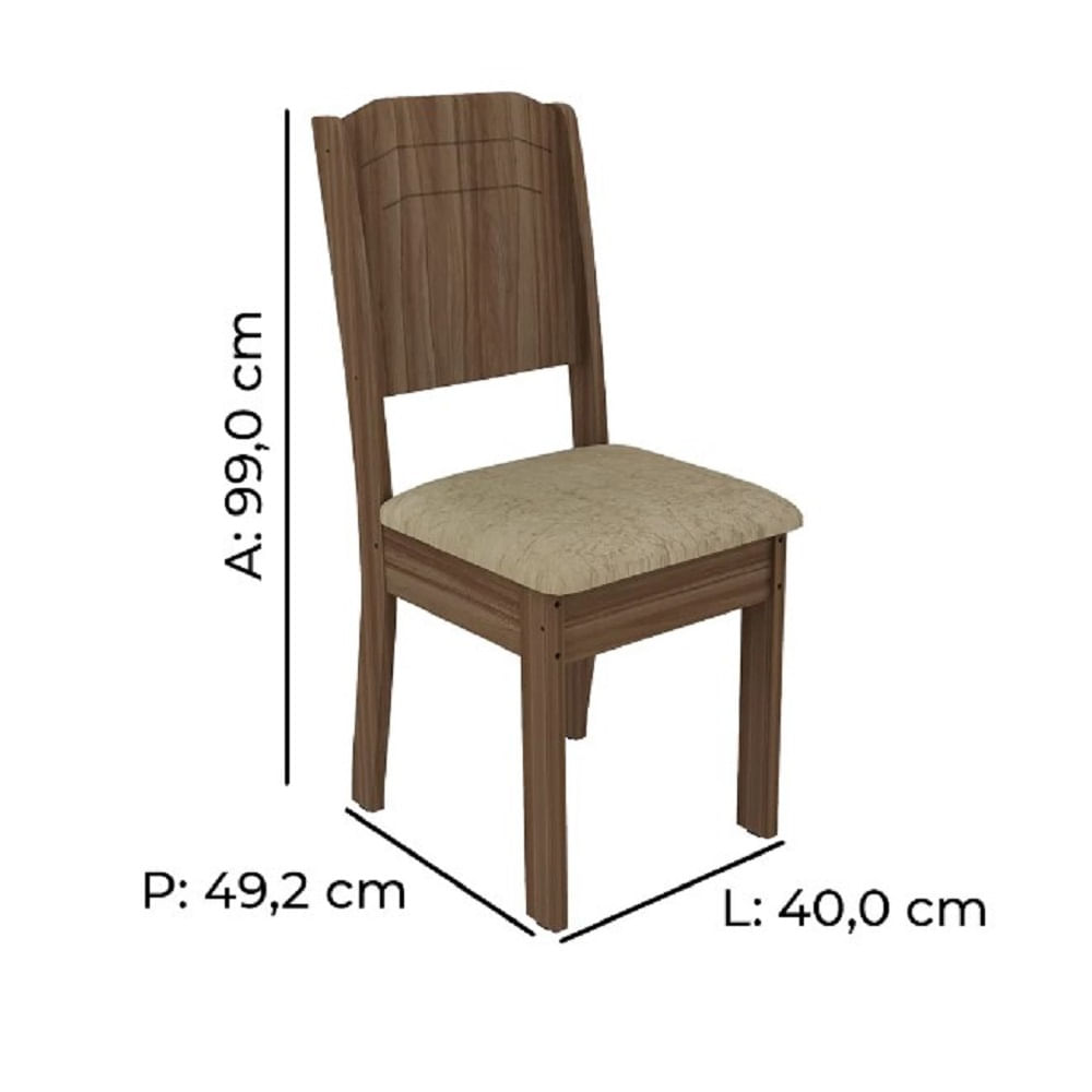 Encontraproduto.com.br - Conjunto Sala Star com 4 Cadeiras em MDF Tuboarte - Jatoba Castor