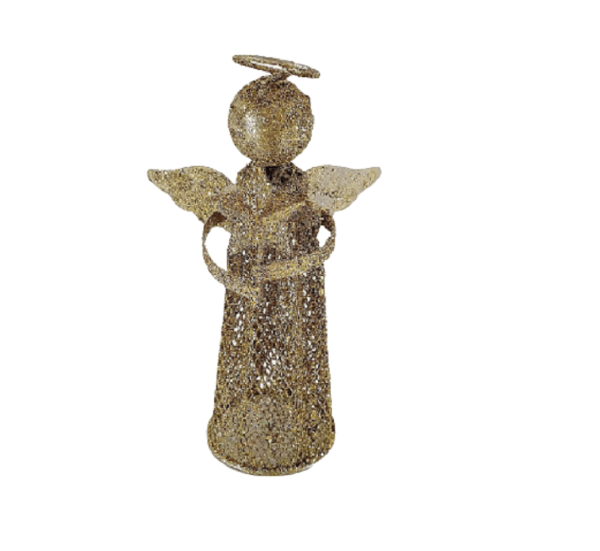 Encontraproduto.com.br - Enfeite Anjo Decorativo Em Metal Ouro 15x11 1019304