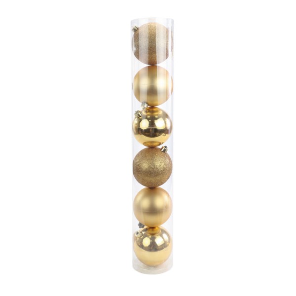 Encontraproduto.com.br - Kit Bola Tubo Cromus Brilhante Fosco Gliter 7cm Com 6 Unidades 26450 Ouro (MP)