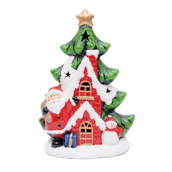 Encontraproduto.com.br - Enfeite Natal Casa Em Resina C/ Led Papai Noel 1020791