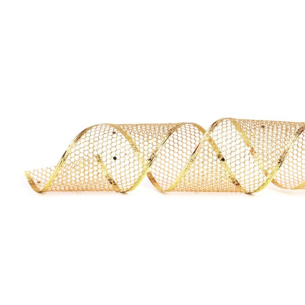 Encontraproduto.com.br - Fita Natalina De Tela Ouro 1un 6,30cmx9,14mts 1014318