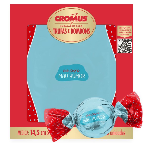 Encontraproduto.com.br - Embalagem Para Trufas e Bombons Eu Curo Mau Humor 14.5X15.5CM 100 Unidades 12500196 CROMUS