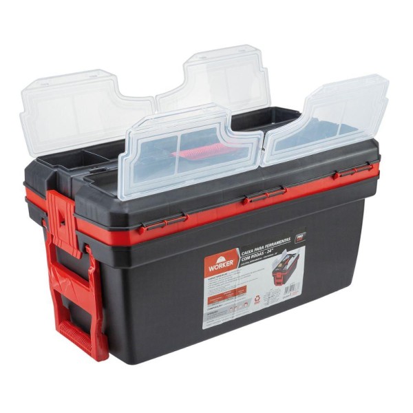 Encontraproduto.com.br - Caixa Plástica Para Ferramentas 24 Com Rodas Worker
