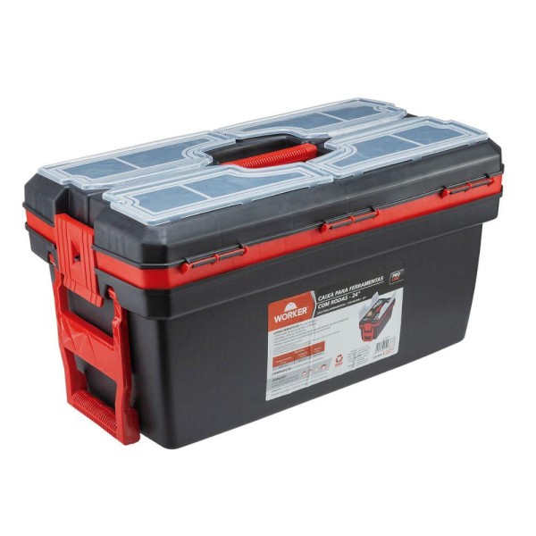 Encontraproduto.com.br - Caixa Plástica Para Ferramentas 24 Com Rodas Worker