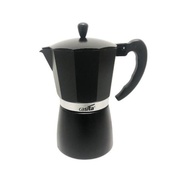 Cafeteira italiana em alumínio 6 xícaras Casíta 300ml preta