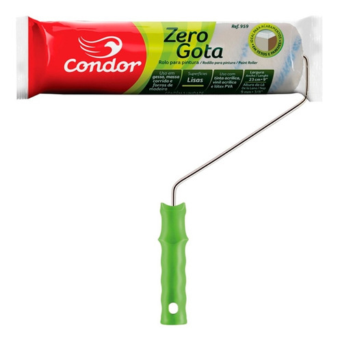 Rolo Zero Gota 23 cm Com Suporte 959 - Condor.