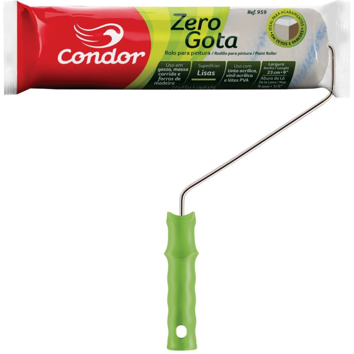 Encontraproduto.com.br - Rolo Zero Gota 23 cm Com Suporte 959 - Condor.
