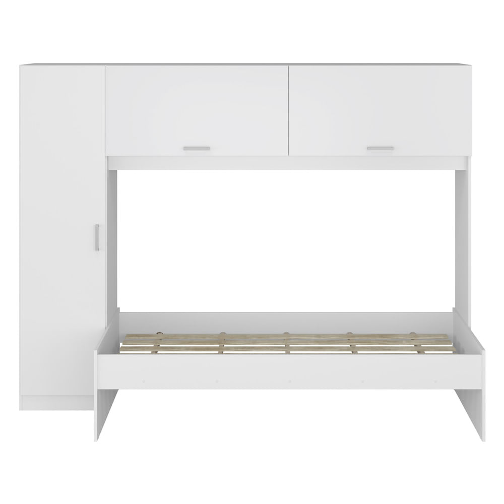 Encontraproduto.com.br - Cama Solteiro com Guarda-Roupas/Roupeiro para Colchão 88 x 188 cm Multimóveis Branco