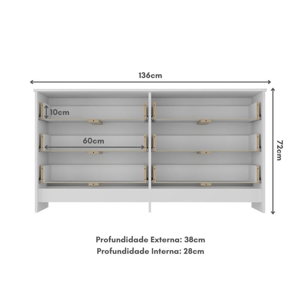 Encontraproduto.com.br - Cômoda 136 cm com 6 Gavetas Multimóveis MP4274 Branco