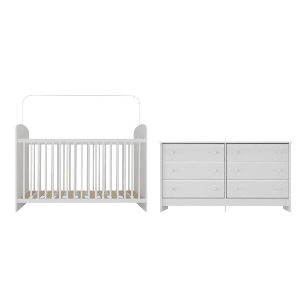Encontraproduto.com.br - Berço para Colchão 130 x 60cm com Cômoda Ana Lívia Multimóveis MP4291 Branco