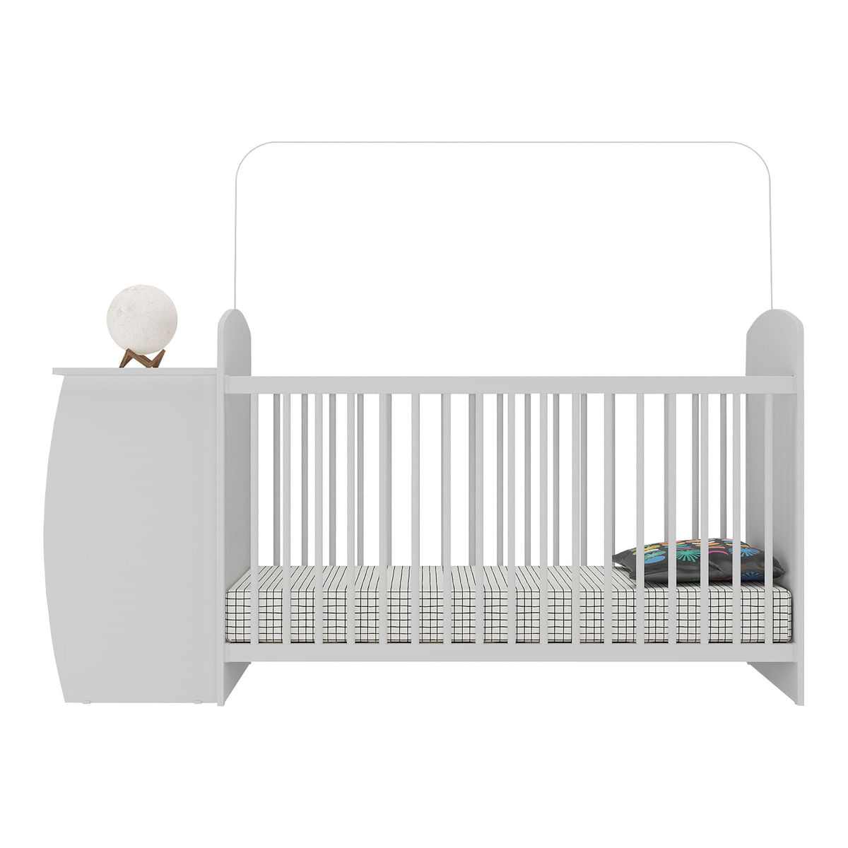 Encontraproduto.com.br - Berço Cômoda com Colchão Incluso Colinho de Mãe Multimóveis MP4304 Branco/Azul