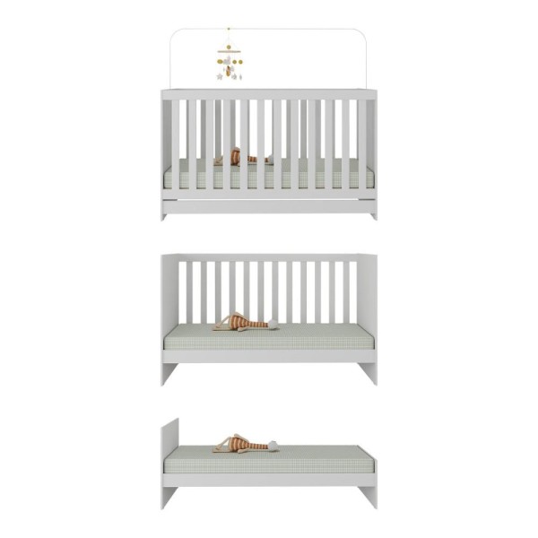 Encontraproduto.com.br - Berço 3 em 1 com Colchão Incluso Doce de Leite Multimóveis MP4310 Branco