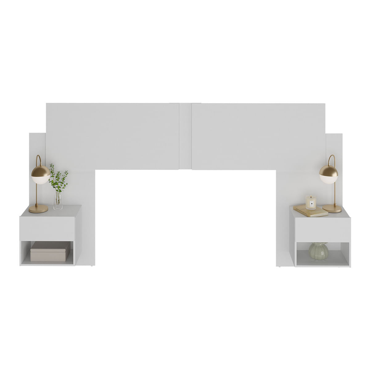 Cabeceira Casal/Queen com 2 Mesas de Cabeceira 232cm Multimóveis MP4317 Branco