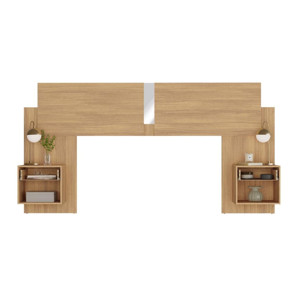 Encontraproduto.com.br - Cabeceira Casal/Queen com Espelhos e 2 Mesas de Cabeceira 232cm Multimóveis MP4324 Madeirado