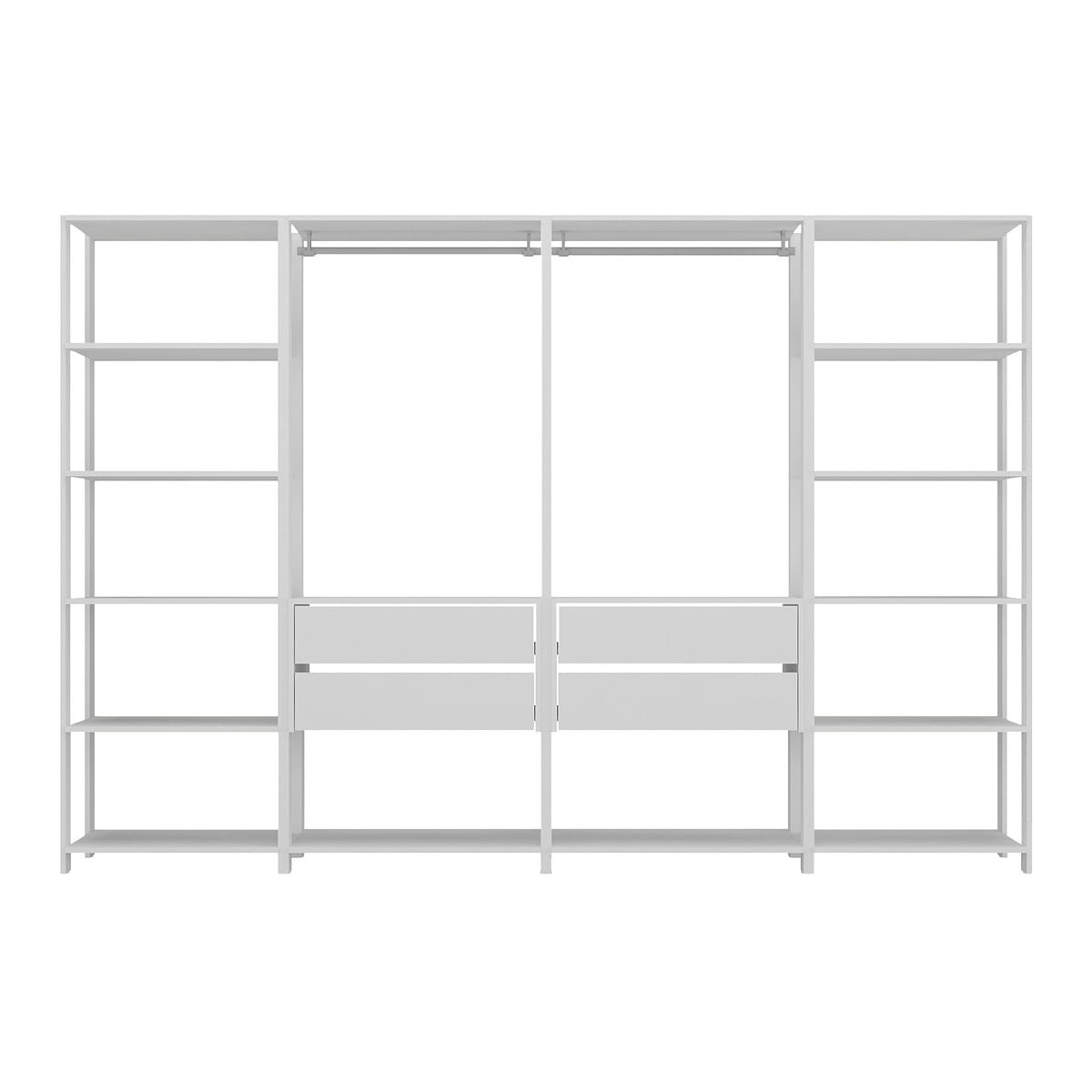 Encontraproduto.com.br - Guarda-Roupas Closet Modulado 270cm 4 Peças com 4 Gavetas e Cabideiros Multimóveis MP4321 Branco