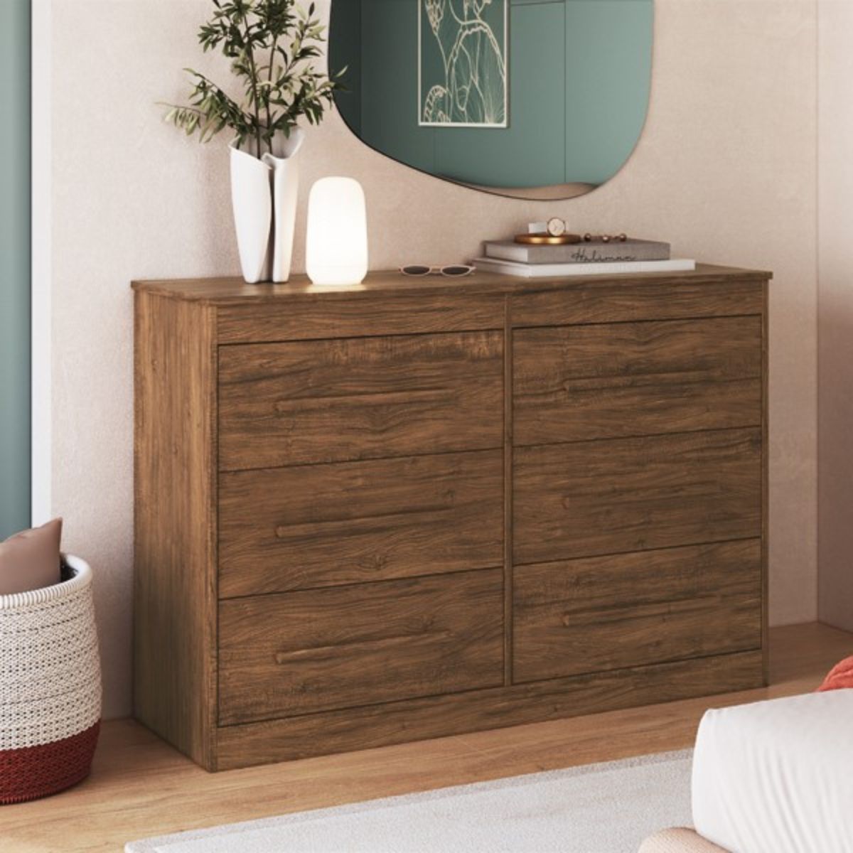Encontraproduto.com.br - Cômoda Com 6 Gavetas 121cm Multimóveis Cr35263 Castanho