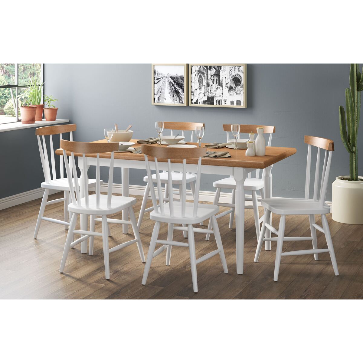 Conjunto Sala de Jantar com Mesa e 6 Cadeiras Multimóveis CR50118 Ébano/Natural