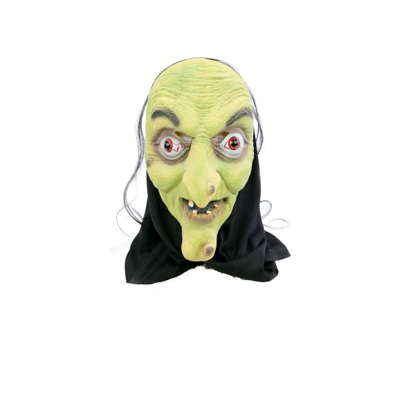 Encontraproduto.com.br - Mascara Halloween Bruxa Velha Verde Realista Luxo Importada