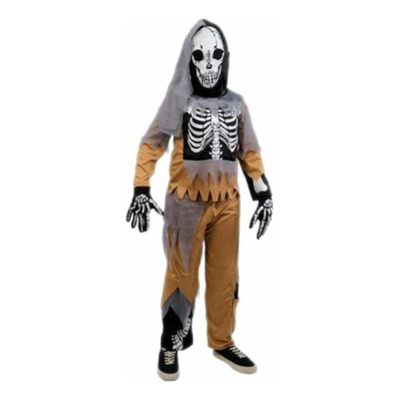 Encontraproduto.com.br - Fantasia Esqueleto Jason Halloween Infantil Com Mascara e Luva - M 6 - 9