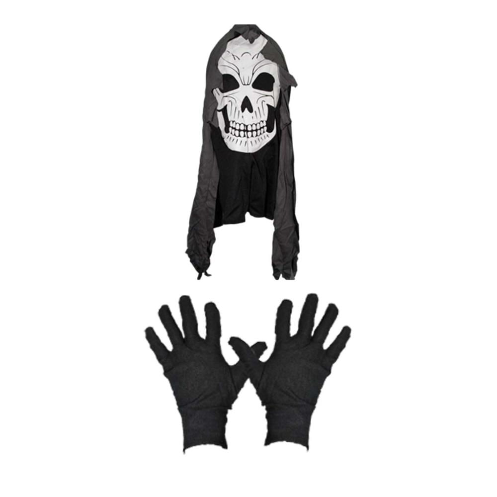 Encontraproduto.com.br - Fantasia Esqueleto Jason Halloween Infantil Com Mascara e Luva - M 6 - 9