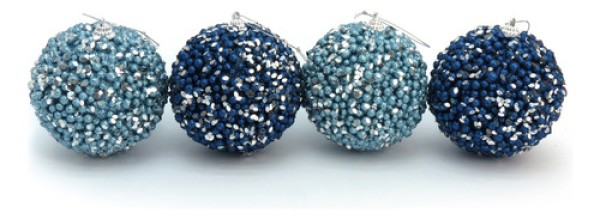 Encontraproduto.com.br - Kit C/4 Peças Bolas Azuis C/Glitter 10cm Cromus: 1105072