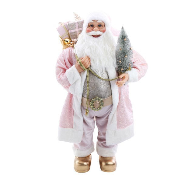 Papai Noel em Pe C/Presente E Arv ROS/BC 82x46x30Cm 1108199