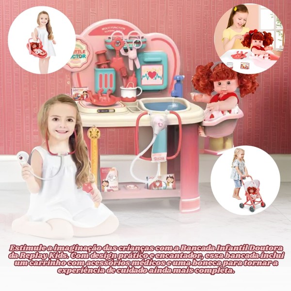 Encontraproduto.com.br - Bancada Infantil Doutora Com Carrinho e Boneca  Replay Kids
