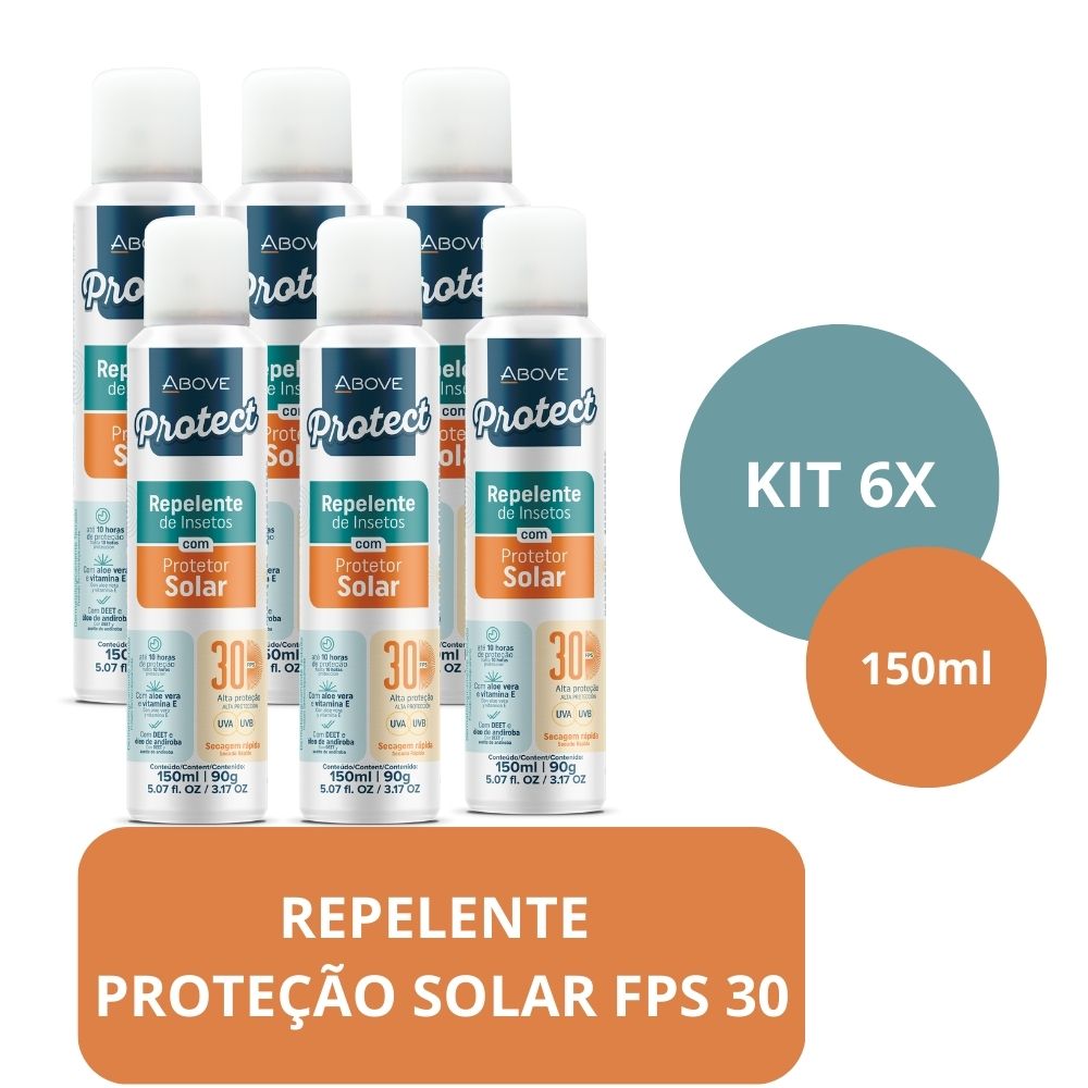 Kit 6 Repelentes Spray Com Proteção Solar FPS30 150ml Above