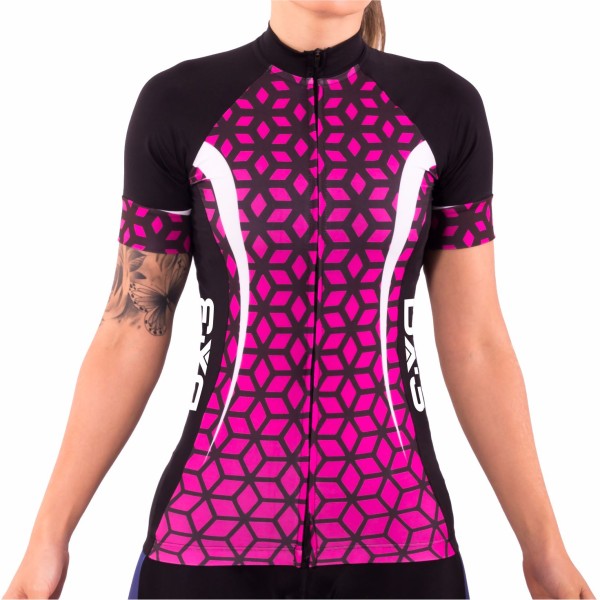Encontraproduto.com.br - Camisa de Ciclismo Performance DX3 - Feminina - Preto / Rosa