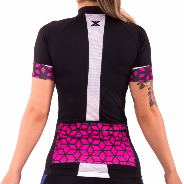 Encontraproduto.com.br - Camisa de Ciclismo Performance DX3 - Feminina - Preto / Rosa