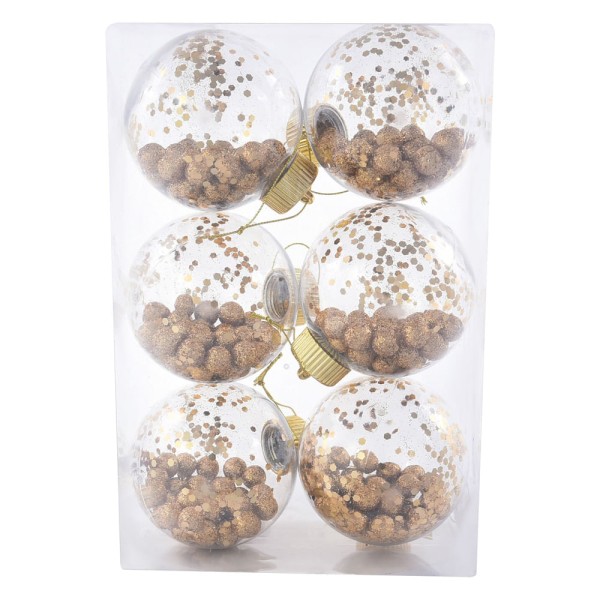 Bola transparente com BOLAS glitter dentro ouro 8cm Cromus: 1106426