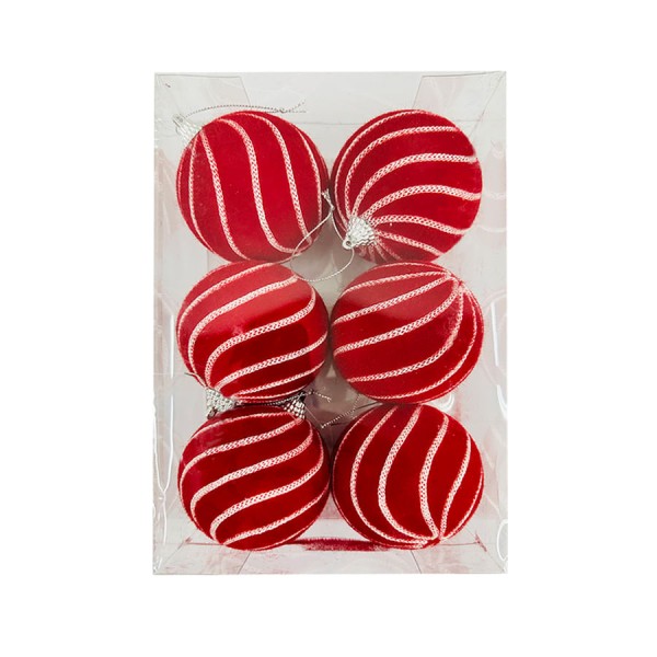 Encontraproduto.com.br - Bola Cromus Listrada Vermelho/Branco 8cm Jogo com 6 peças 1106506