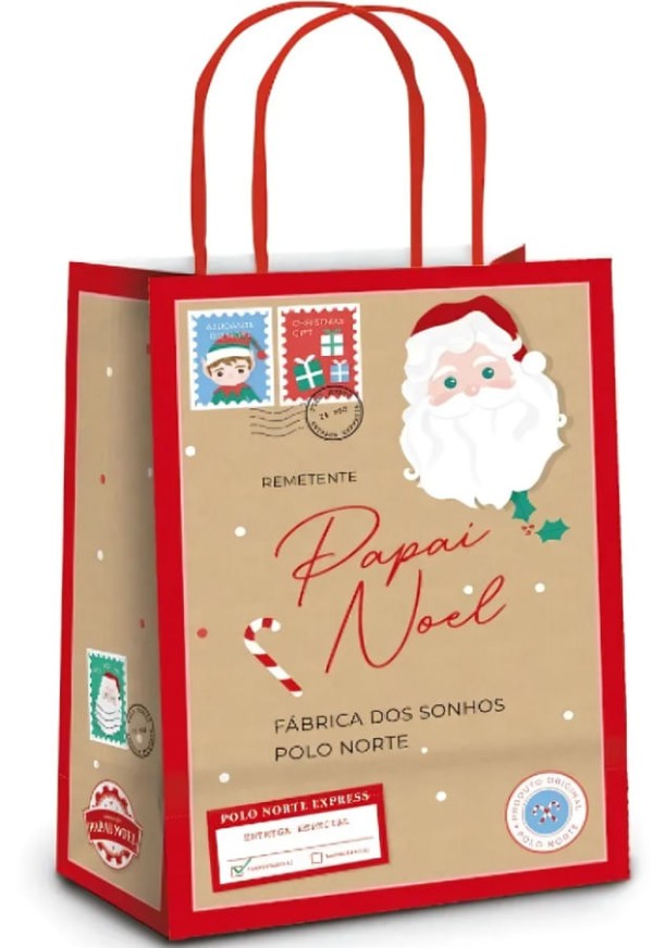 Encontraproduto.com.br - Sacola Para Presente Natal Polo Norte