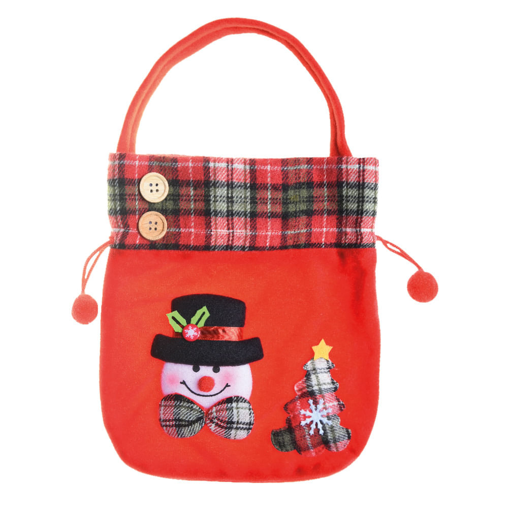 Encontraproduto.com.br - Sacola Natalina Boneco De Neve 30x25cm 1107239