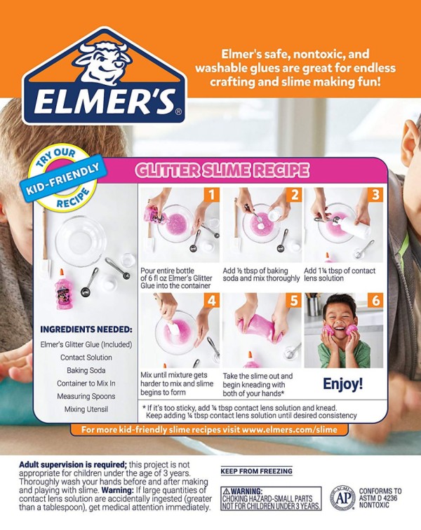 Encontraproduto.com.br - Conjunto de Colas Glitter Para Slime - Rosa - Elmer s Elmers