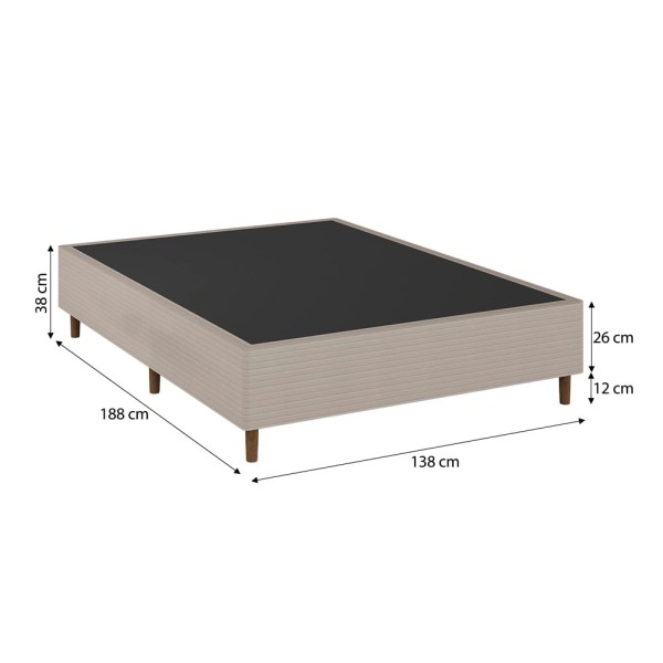 Encontraproduto.com.br - Base Box de Casal Umaflex Milão com Revestimento em Malha 26x138x188cm – Bege