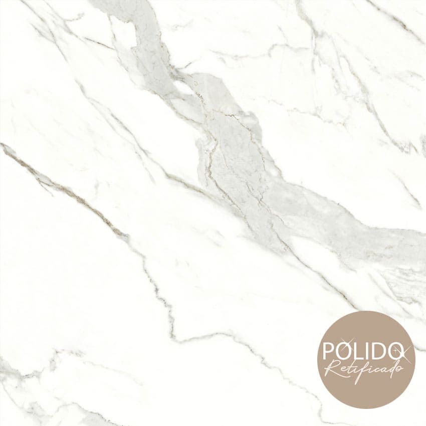 Encontraproduto.com.br - Piso Polido Retificado 66x66cm Caixa com 2,18 m² Extra Branco Statuario Formigres