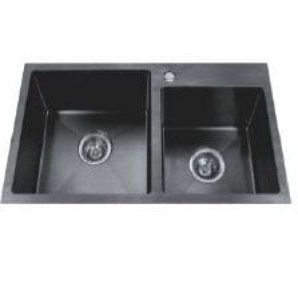 Encontraproduto.com.br - Pia Dupla em Aço Inox 78x43x22,5mm Preta OK-81419 - Casa Ok.