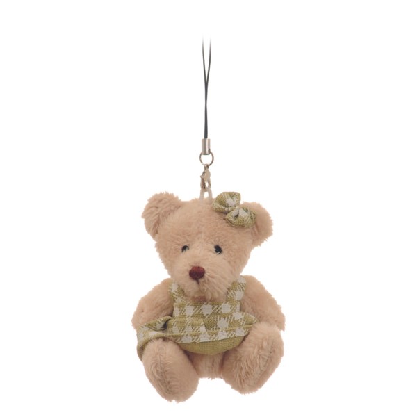 Encontraproduto.com.br - Ursa  na cor creme com vestido xadrez verde c/6 Und: 1214275