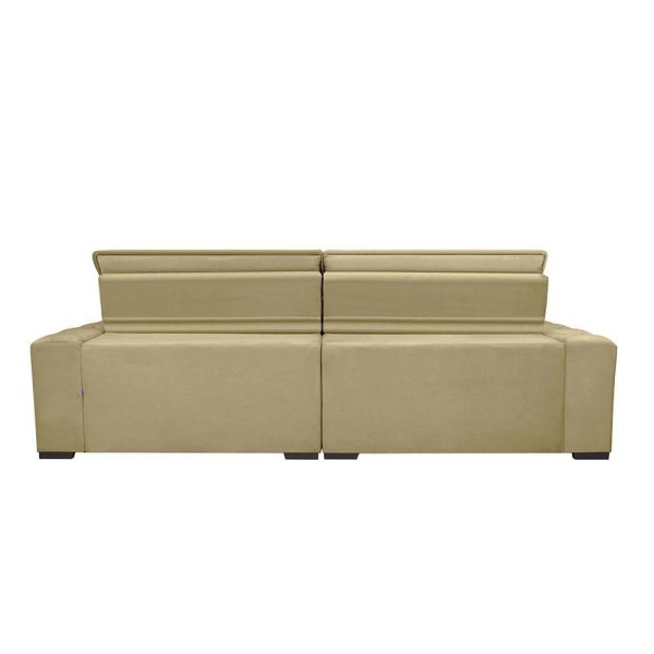 Encontraproduto.com.br - Sofá Magnum 2,82m Retrátil, Reclinável Com Molas E Almofadas Lombar Tecido Suede Velusoft Bege