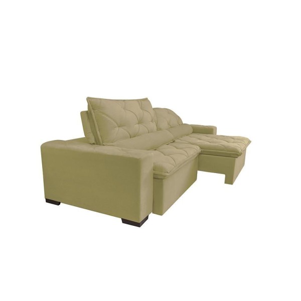 Encontraproduto.com.br - Sofá Magnum 2,82m Retrátil, Reclinável Com Molas E Almofadas Lombar Tecido Suede Velusoft Bege