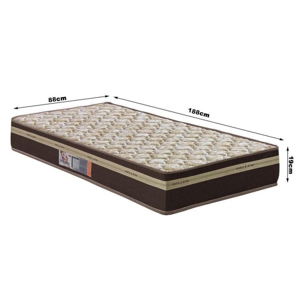 Encontraproduto.com.br - Colchão Solteiro Hellen Millenium Espuma D33 19x88x188 cm - Marrom/Bege
