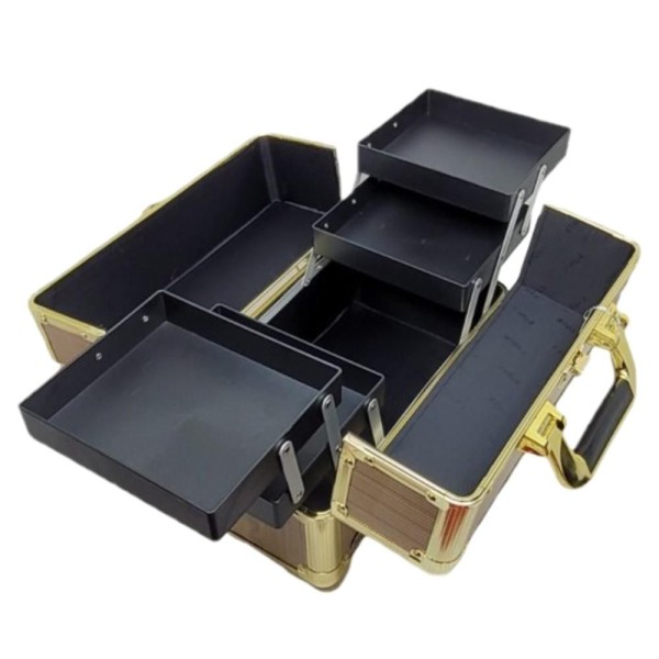 Encontraproduto.com.br - Rubys Maleta Grande Dourada Para Maquiagem Fs-1160cd