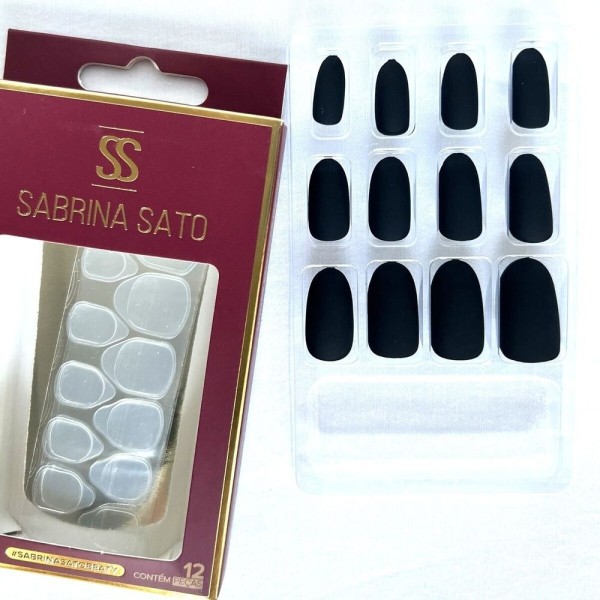 Encontraproduto.com.br - Sabrina Sato Unhas Postiças Autocolantes Preto Ss2192 Com 12
