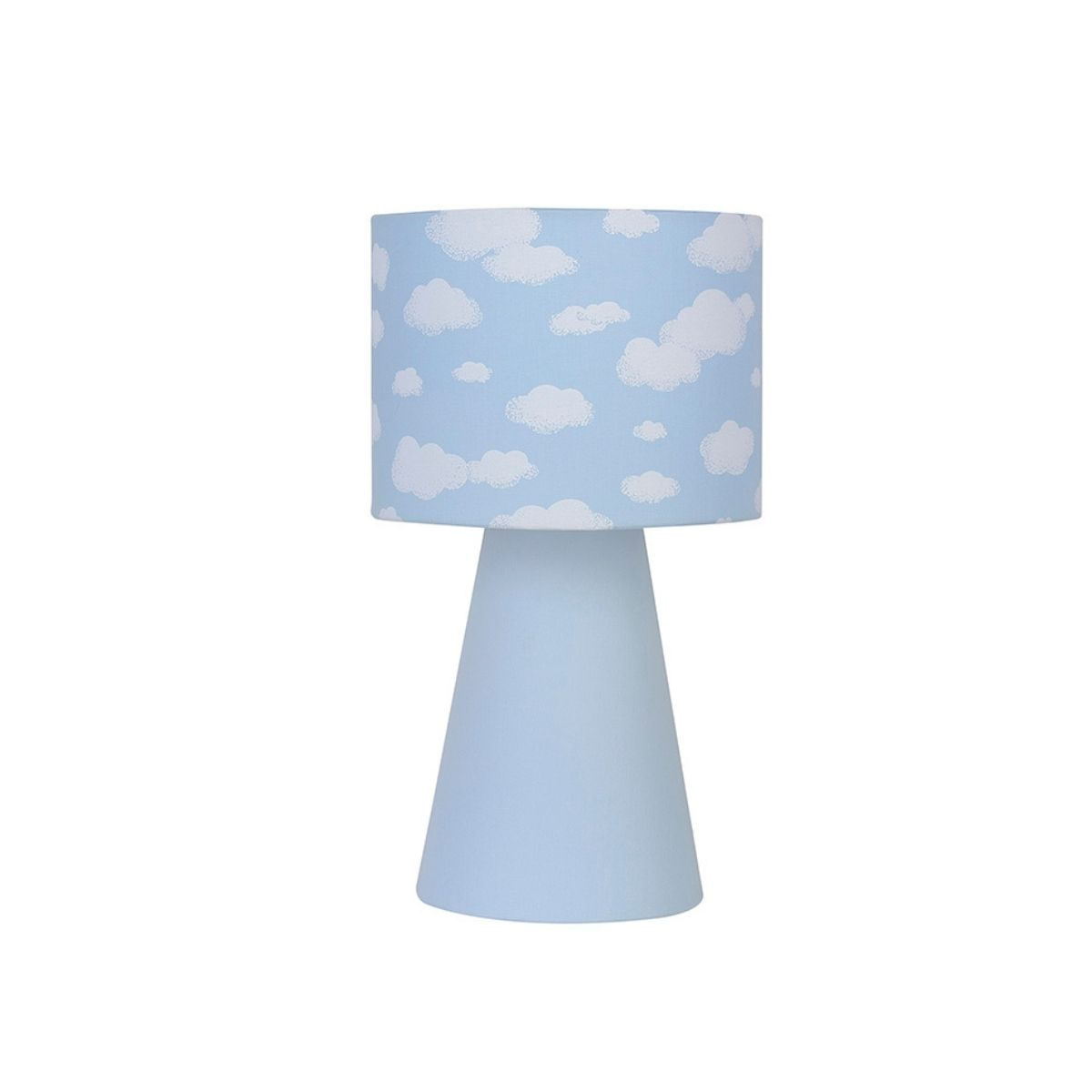 Encontraproduto.com.br - Abajur Icaro Com Cupula Tecido Azul Nuvem Para 1 Lâmpada Kin Home