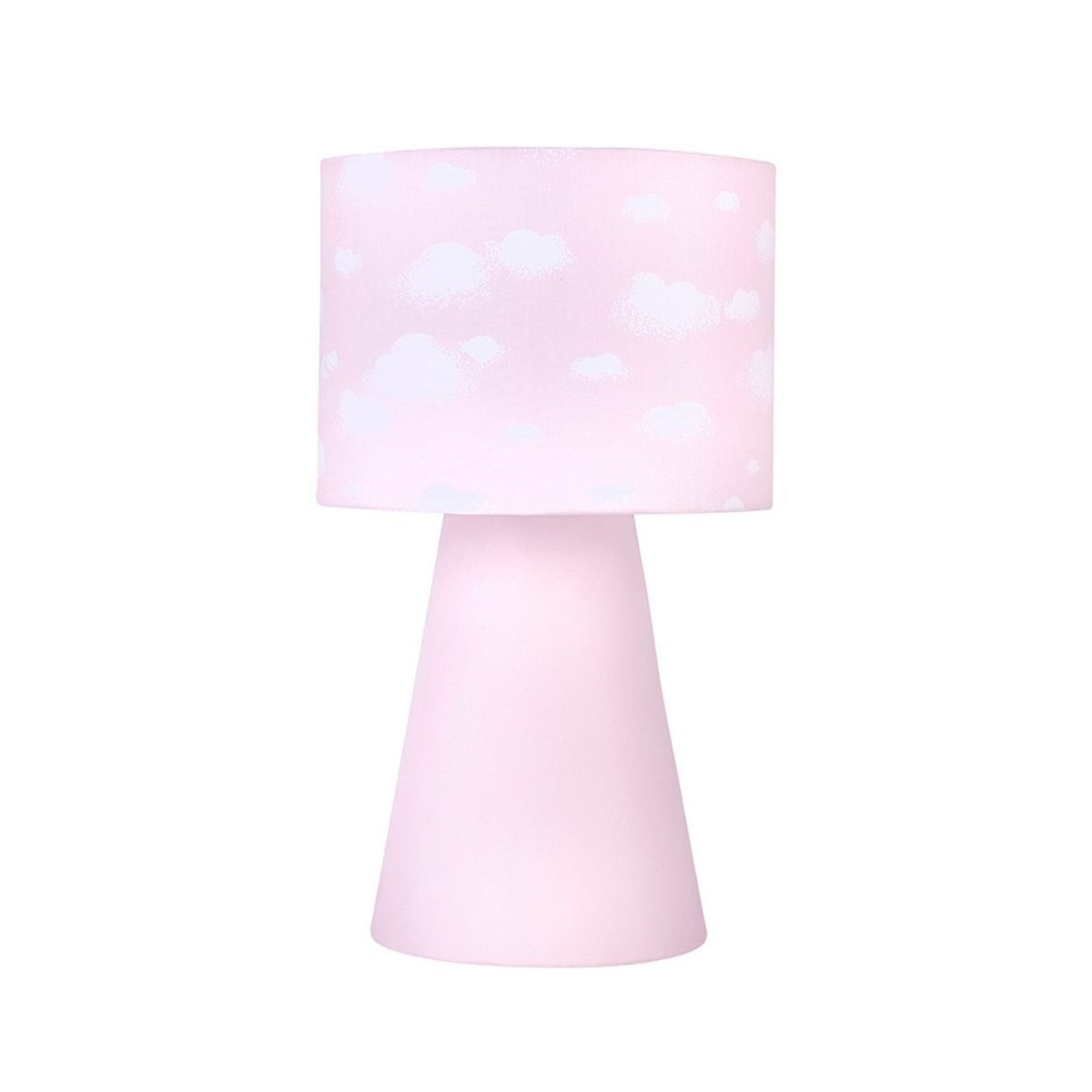Abajur Icaro Com Cupula Tecido Rosa Nuvem Para 1 Lâmpada Kin Home